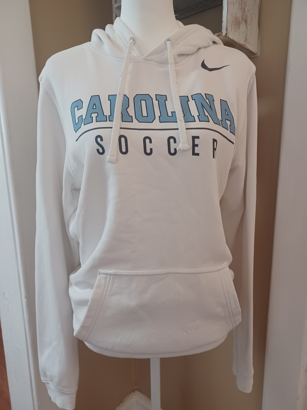 Nike North Carolina Tar Heels Soccer Hoodie White Pullover Sweatshirt UNC Size S